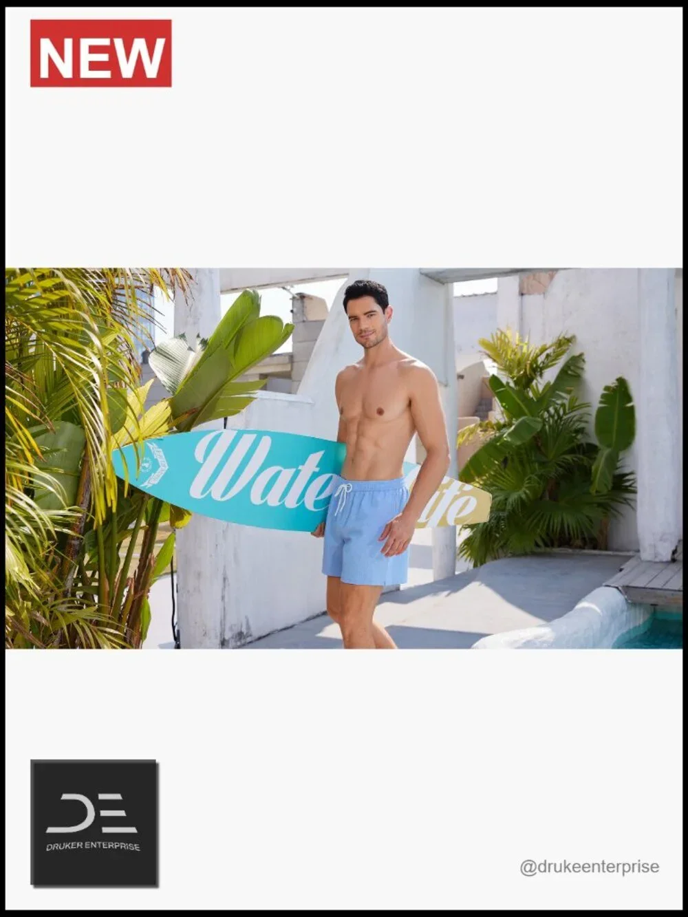 Men's Quick Dry Swim Trunks with Pockets Seersucker Texture